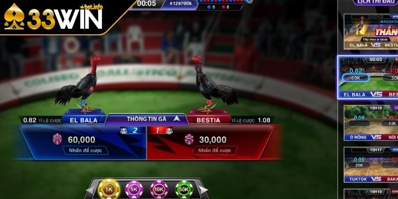Khám phá sảnh chơi đỉnh cao tại Đá Gà 33WIN