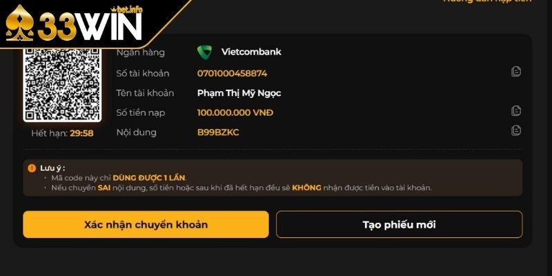 Nạp qua ngân hàng