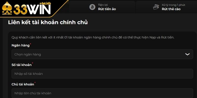 Phân tích chi tiết các phương thức rút tiền 33WIN